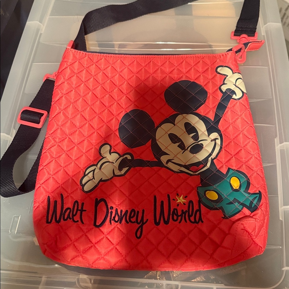 Disney Red Quilted Mickey Mouse Bag 11 X 11 Inches